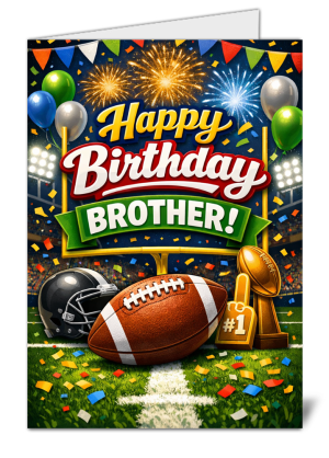 Happy Birthday Brother Card – American Football Stadium Theme Premium Card CB005